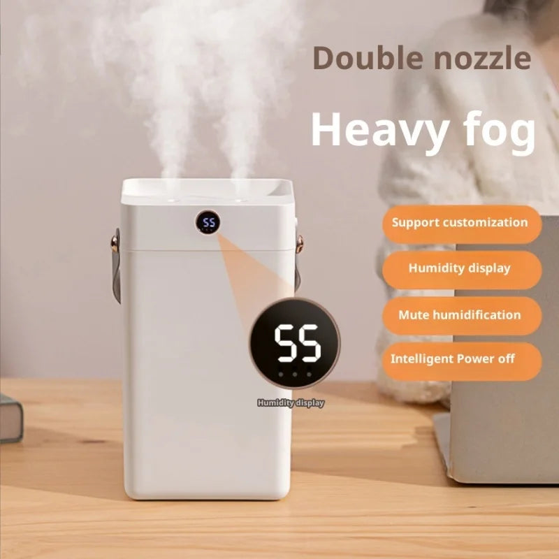 Home dual spout mist humidifier large capacity digital display with dual spout mute Fogger portable  Office USB Air Humidifier