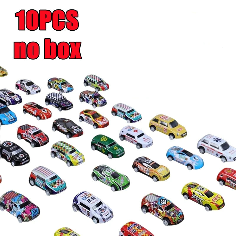 New 50-10PCS Mini Alloy Car Model Set with Storage Box Diecast Cars Toys for Boys Sliding Inertia Vehicle Children Toy Kit Gifts