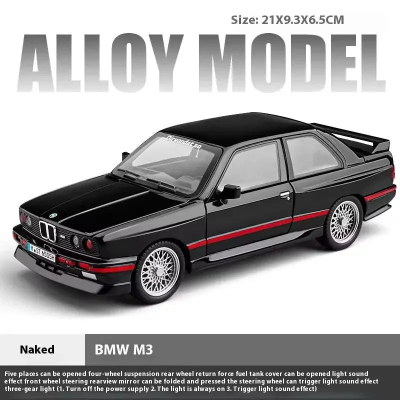 1:24 1988 BMW M3 E30 Alloy Sports Car Model Diecasts Metal Classic Car Model High Simulation Sound and Light Childrens Toys Gift