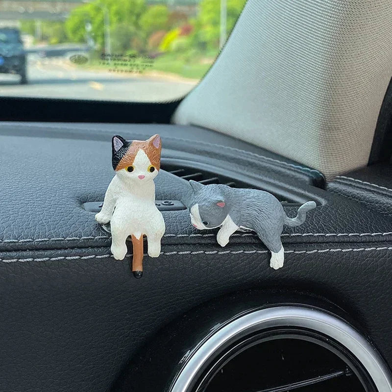 Home Decoration Cute Desktop Gifts Cartoon Simulation Edge Hang Cat Car Center Console Ornaments Decoration Car Accessories