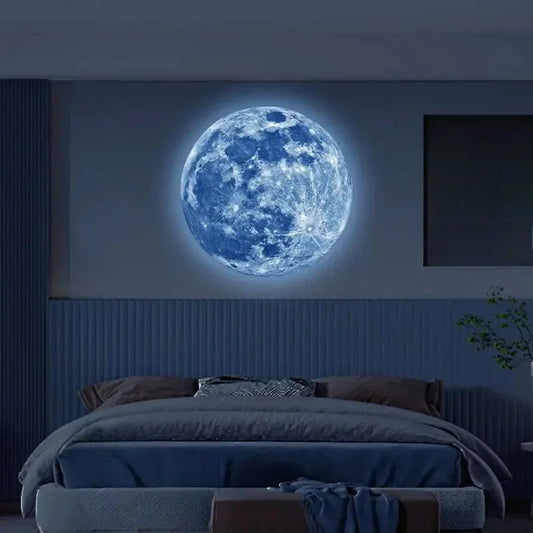 Aesthetic 3D Luminous Moon Wall Sticker Glow in The Dark Fluorescent Sticker PVC Home Kids Room Decals Wall Decor Wallpaper