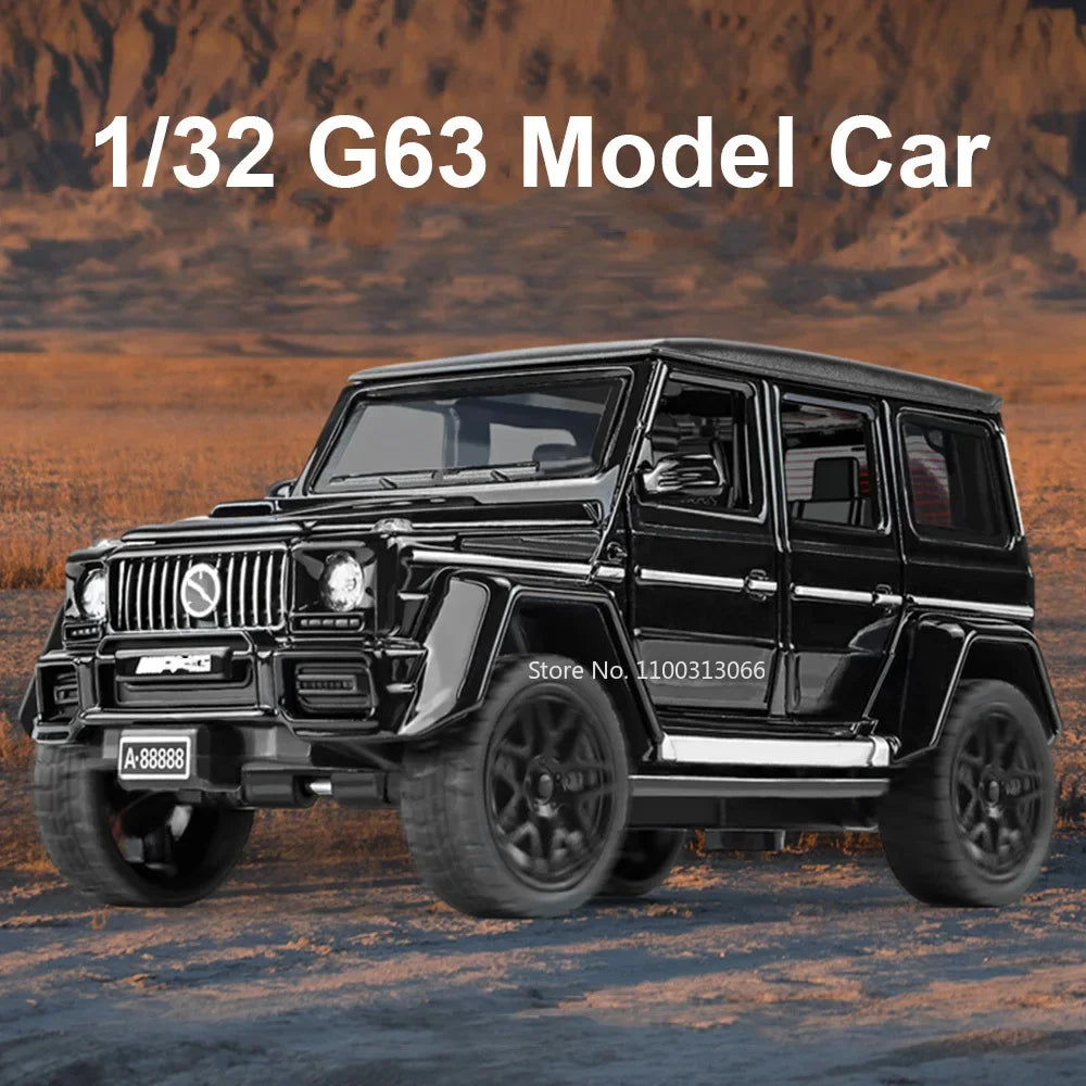 1:32 Benz AMG G63 Miniature Model Toy Car Alloy Diecast Door Opened Sound Light Shock Absorption Off-road Vehicle for Boys Gifts