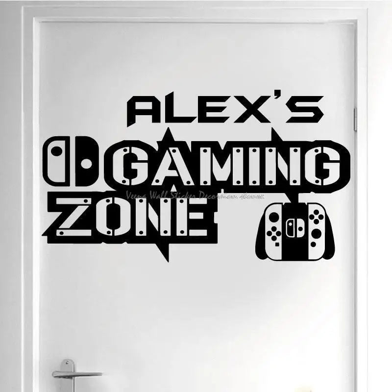 Custom Name Game Zone Vinyl Wall Stickers Host Mobile Phone Network Games Game Lovers Room Door Decorative Decals 24