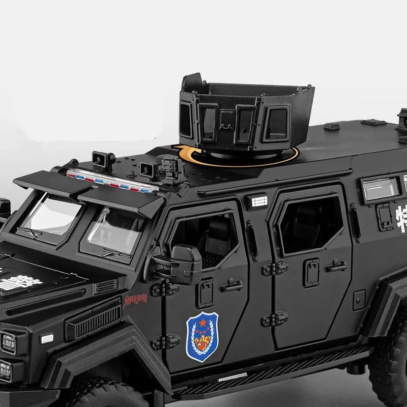 1:32 Alloy Sword Toothed Tiger Armored Vehicles Model Diecasts Metal Police Explosion Proof Car Model Sound and Light Kids Gifts