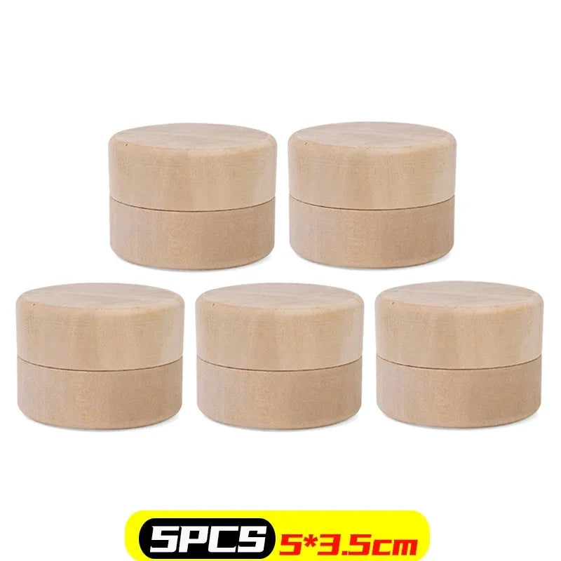 1/10PCS Mini Round Wooden Boxes Natural Wood Jewelry Rings Earrings Storage Container DIY Anniversary Valentine's Day Gift Decor