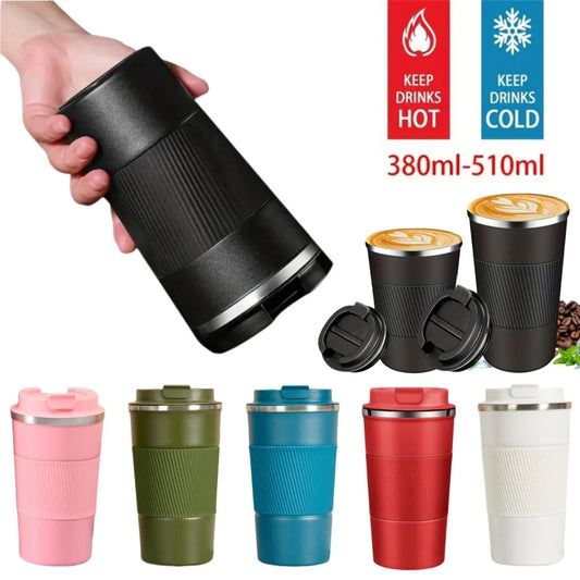 Stainless Steel Insulated Cup 12.85/17.25oz Double-layer Leak-Proof Travel Mug For Outdoor Sports Car Use Portable Vacuum Bottle