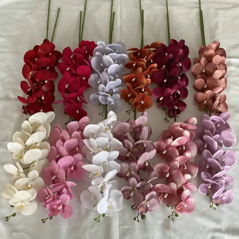 97CM European Autumn 9-prong Plush Phalaenopsis Hotel Home Furnishing Flower Art Decoration Photography Shooting Props