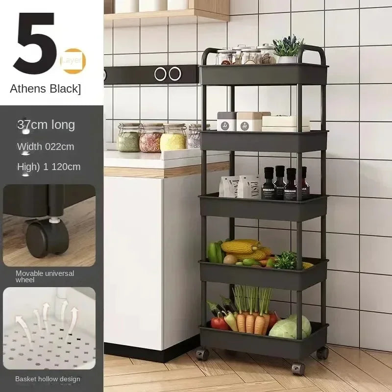 A+Trolley Rack Kitchen Floor Bedroom Multi-Layer Baby Snacks Mobile Bathroom Bathroom Storage Storage Rack