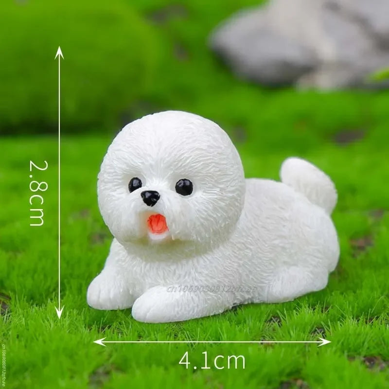 Resin Craft Miniature Figure Tiny For Bonsai Microlandscape Fairy Garden Decor Cute Small Dog Puppy Animal Decoration