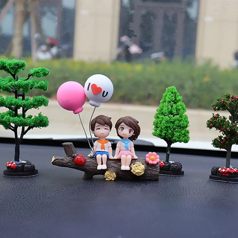 Car Decoration Cartoon Cute Couples Action Figure Figurines Balloon Ornament Auto Interior Dashboard Accessories for Girls Gifts