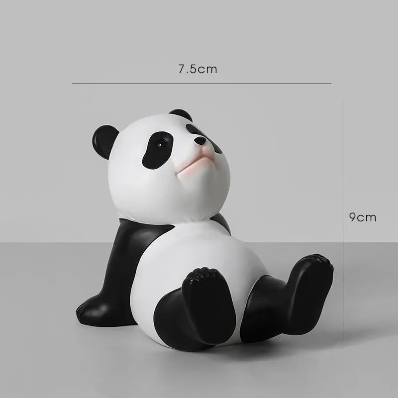 Panda Figurines Desktop Phone Holder Stand Mobile Phone Support Ornaments Office Desk Ornaments Small Car Interior Decoration