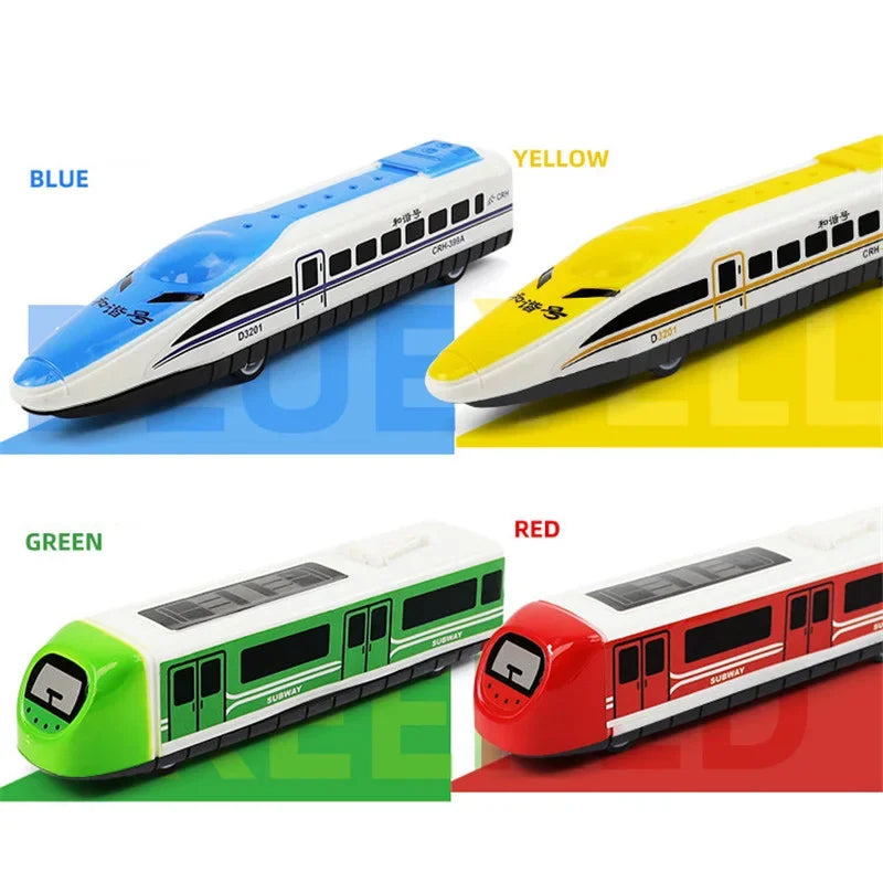 Set of 2 Mini Pull-Back Inertia Train Toys for Kids Mobile Diecast Vehicles Cartoon Racing Cars Ideal Boys' Gift