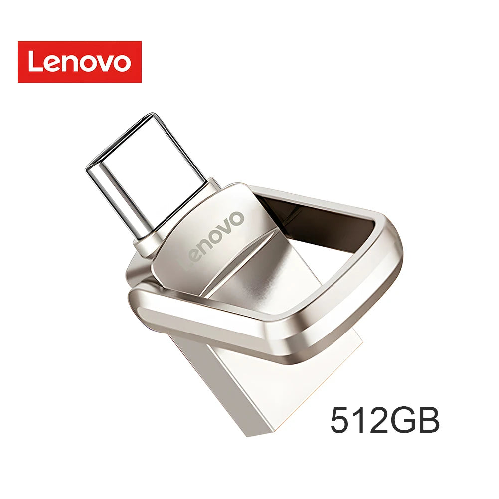 Original Lenovo 2TB Pendrive USB 3.1 Flash Drive Metal U Disk 2 IN 1 OTG 1024GB 128GB 512gb 1TB Pen Drives For Phone Computer