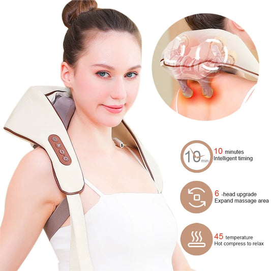 Neck Massager with low Heat Back Shoulder Massager Area Coverage Bionic kneading Wireless Massage