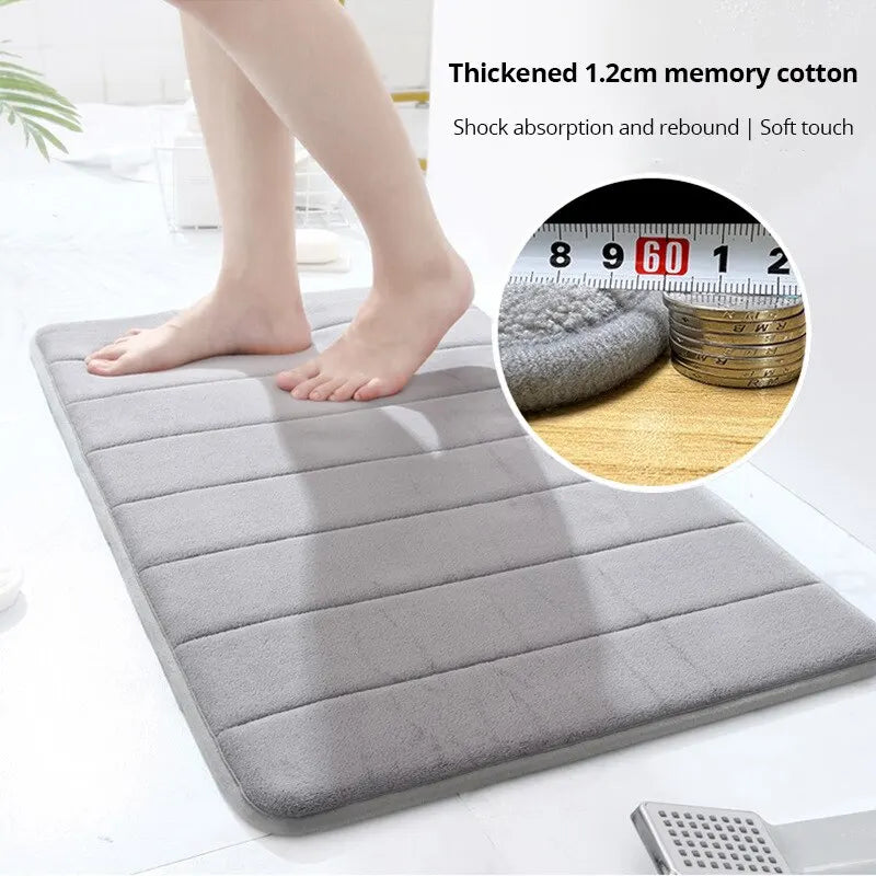 1pc 50*80cm Bathroom Anti-skid Mat, Quick Water Absorption, Dry Machine Washing, Memory Cotton, Toilet Mat, Soft