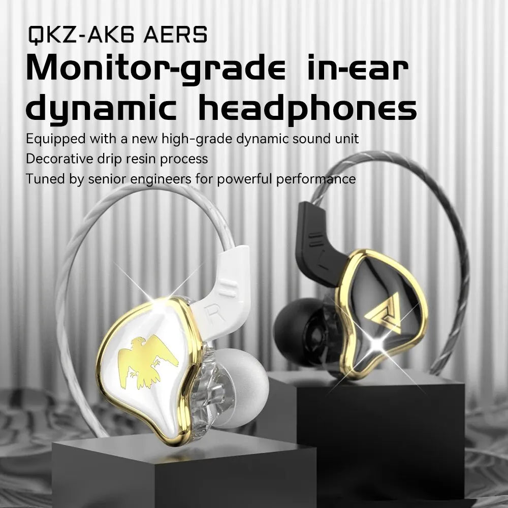 Original QKZ AK6 Ares Dynamic Wired Earphones HIFI Music Sport Earbuds In Ear Headphones Noise Cancelling Bass Headset with Mic