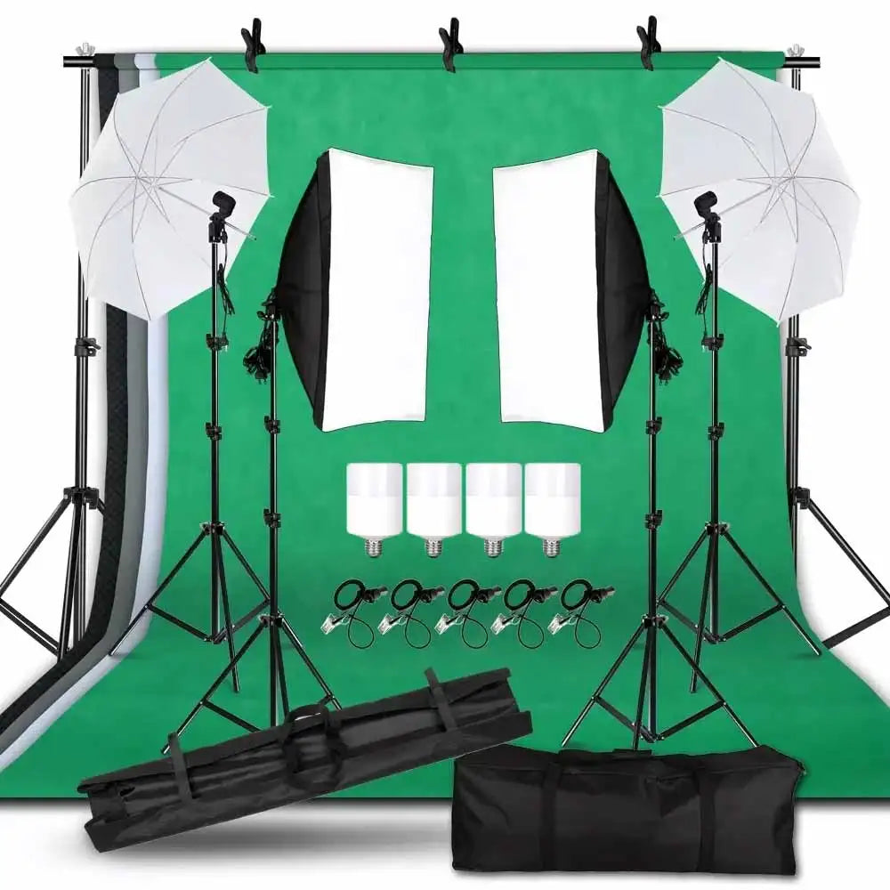 Photography Background Frame Support Softbox Lighting Kit Photo Studio Equipment Accessories With 3Pcs Backdrop And Tripod Stand