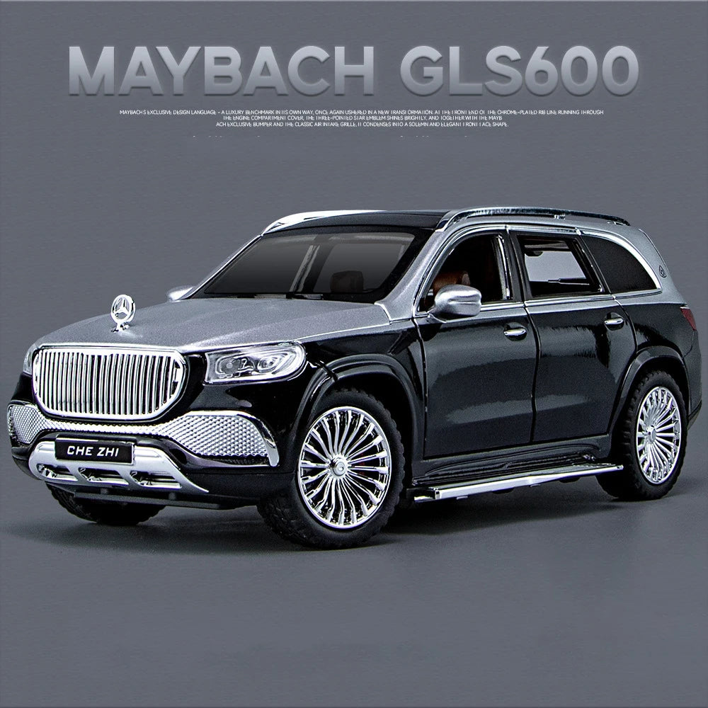 1:24 Benz GLS 600 SUV Alloy Off-Road Vehicles Diecast Metal Scale Model Car Sound＆Light Collection Childrens Toy Miniature Car