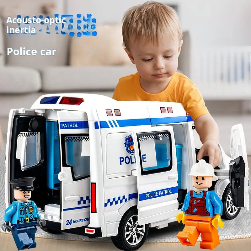 1:32 Mini Alloy Car Diecast Ambulance Fire-Truck Policecar Model Sound And Light Vehicle Simulation Collection Gifts Toys Boys