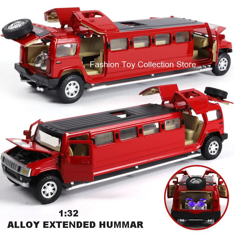 1: 32 Hummar Alloy Car Model High Simulation Diecasts Toy With Sound and Light Pull Back Vehicles Decoration Toys For Kids Gift