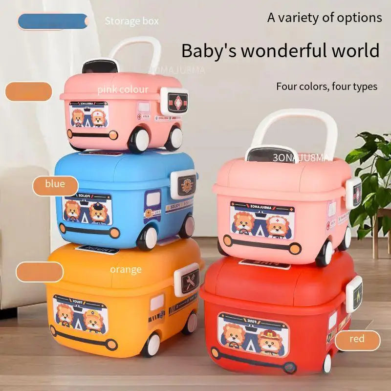 Children's Cartoon Cute Fun Storage Box Cartoon Pulley Design Handling Worry-free Household Baby Sundry Storage Box Sub