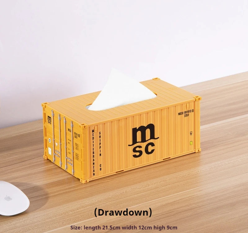 Creative Docker Shipping Container Model Tissue Box Mini Container Model Creative Plastic Living Room Facial Tissue Holder