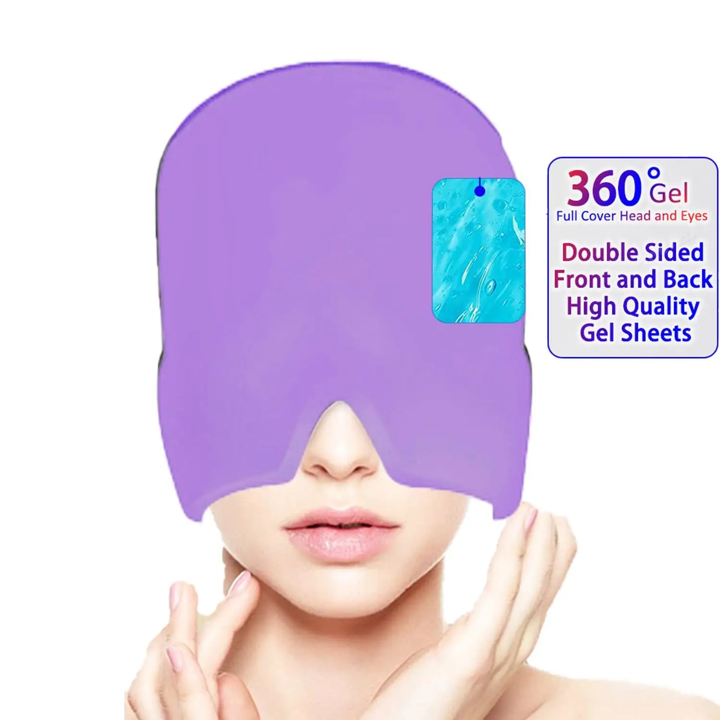 Migraine Headache Hat Head Eye Coverage Gel Hot Cold Therapy Headache Migraine Relief Cap Pressure Pain Relief Head Massage