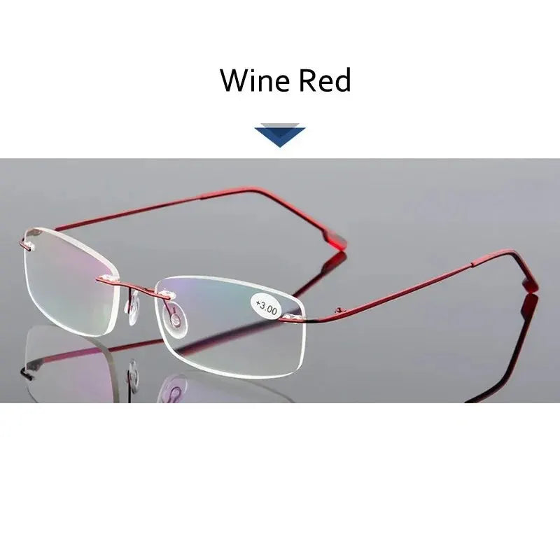 Ultralight TR90 Memory Titanium Rimless Reading Glasses Men&Women Presbyopic Eyeglasses +1.0 +1.5 +2.0 To+3.5 +4.0