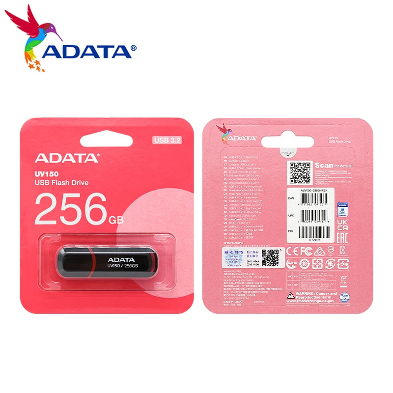 ADATA UV150  USB Flash Drive USB3.2 32GB 64GB pendrive  High Speed 128GB 256GB флешка Black Flash Memory Stick for computer