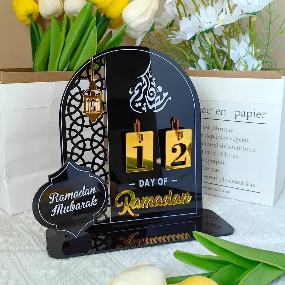 Acrylic Ramadan Countdown Calendar Gifts Day of Ramadan Calendar with Replacing Number 2025 Eid Mubarak Home Decoration Ornament