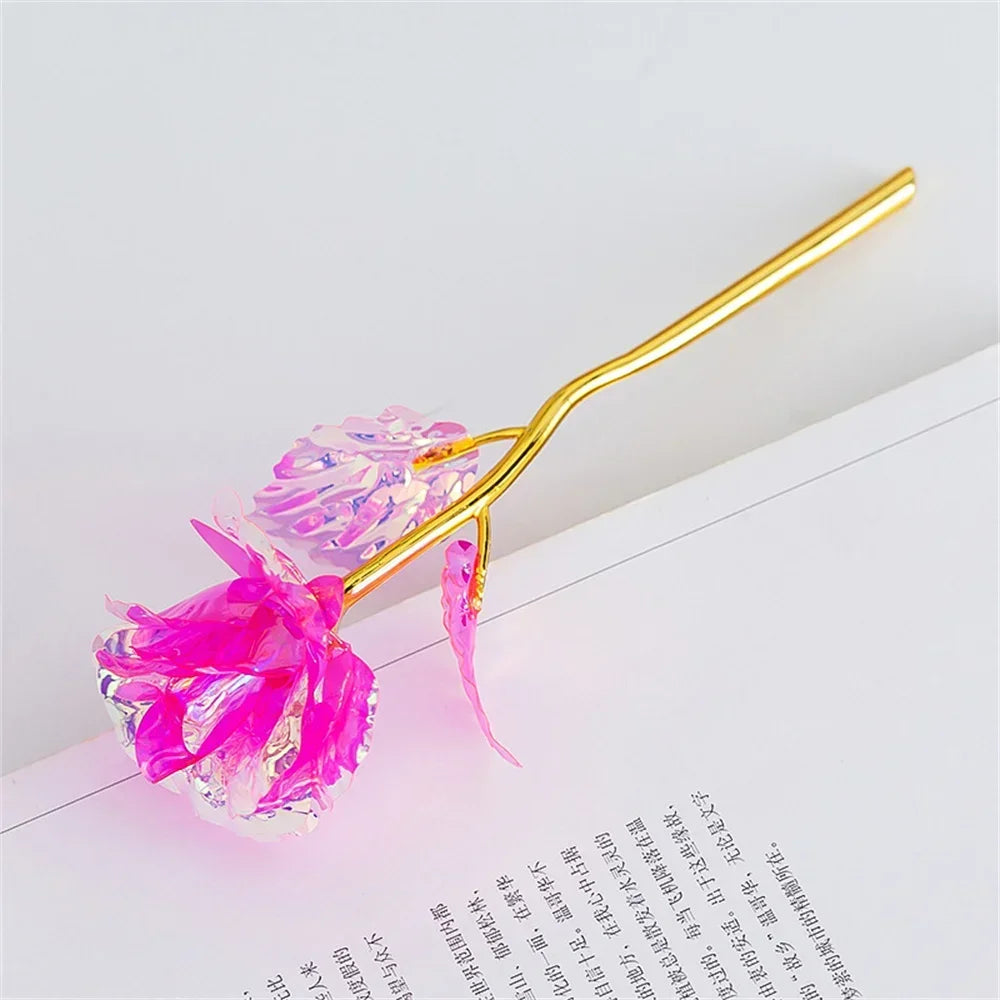 1pc Golden Foil Rose Galaxy Rose Artificial Rose Flower Gift for Mothers Day Valentine Day Birthday Gift Simulation Flower