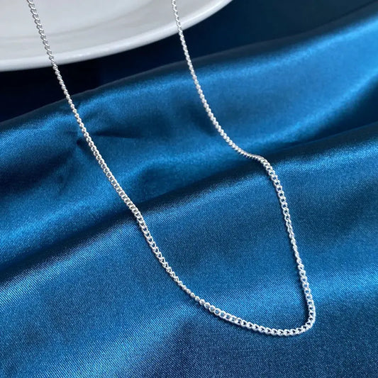 925 Sterling Silver 2MM 40-75cm Side Chain Necklace Men Women Charm Wedding Party Gift Jewelry Christmas Accessories