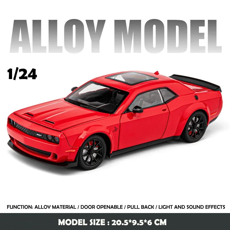 Simualtion 1:24 Dodge Challenger Hellcat Redeye Alloy Car Model Sound and Light Children Toy Birthday gift Miniature Voiture