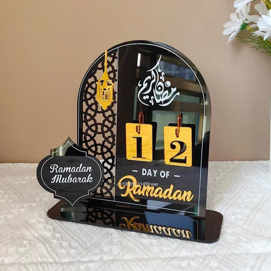 Acrylic Ramadan Countdown Calendar Gifts Day of Ramadan Calendar with Replacing Number 2025 Eid Mubarak Home Decoration Ornament