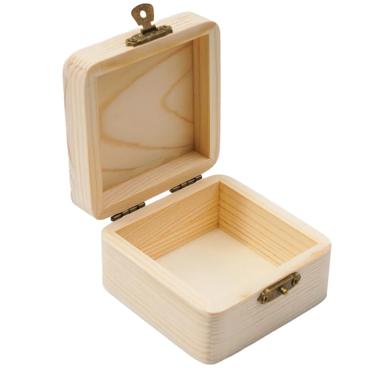 Plain Natural Wooden Packing Box With Lid Desktop Wood Clamshell Jewelry Storage Box Multifunction Hinged Boxes Home Decoration