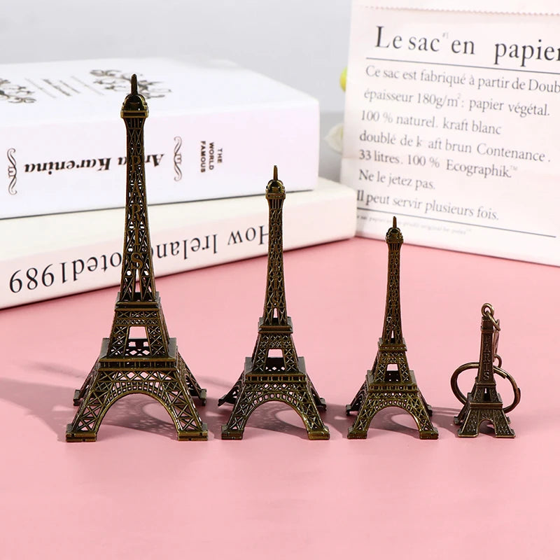 2024  Retro Paris Eiffel Tower Model Home Desk Bronze Metal Statue Figurine Decor Model Miniatures Travel Souvenirs Decorations