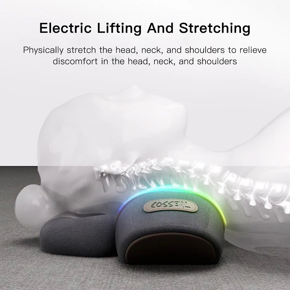 Electric Neck Massager Pillow Vibration Heating Massage Neck Traction Stretcher Support Cervical Spine Pain Relief Sleep Relax