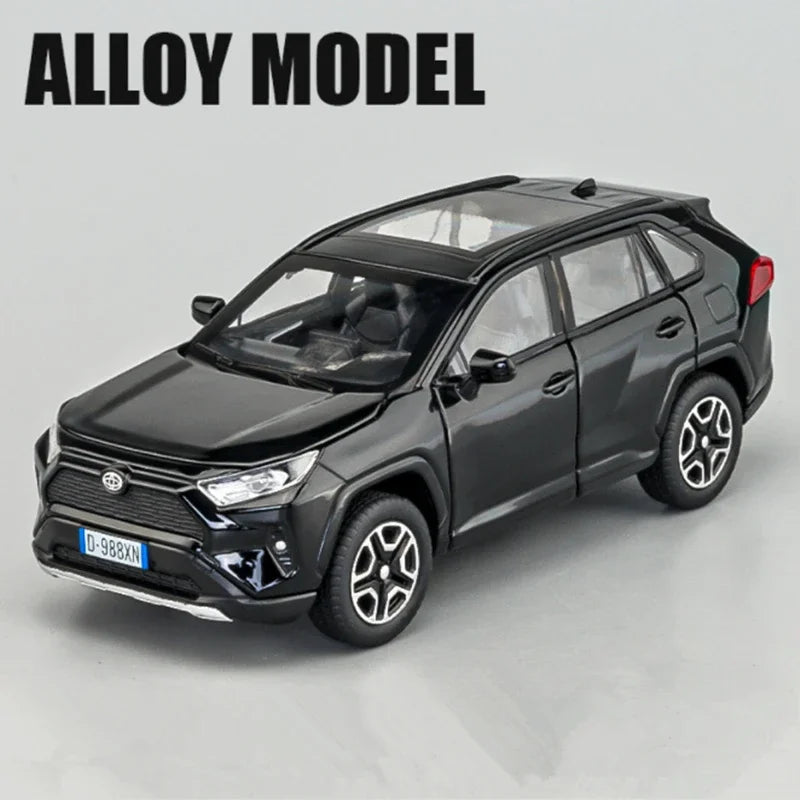 1:32 Toyota RAV4 SUV Alloy Car Model Diecast Metal Vehicles Car Model High Simulation Sound Light Collection Childrens Toy Gift