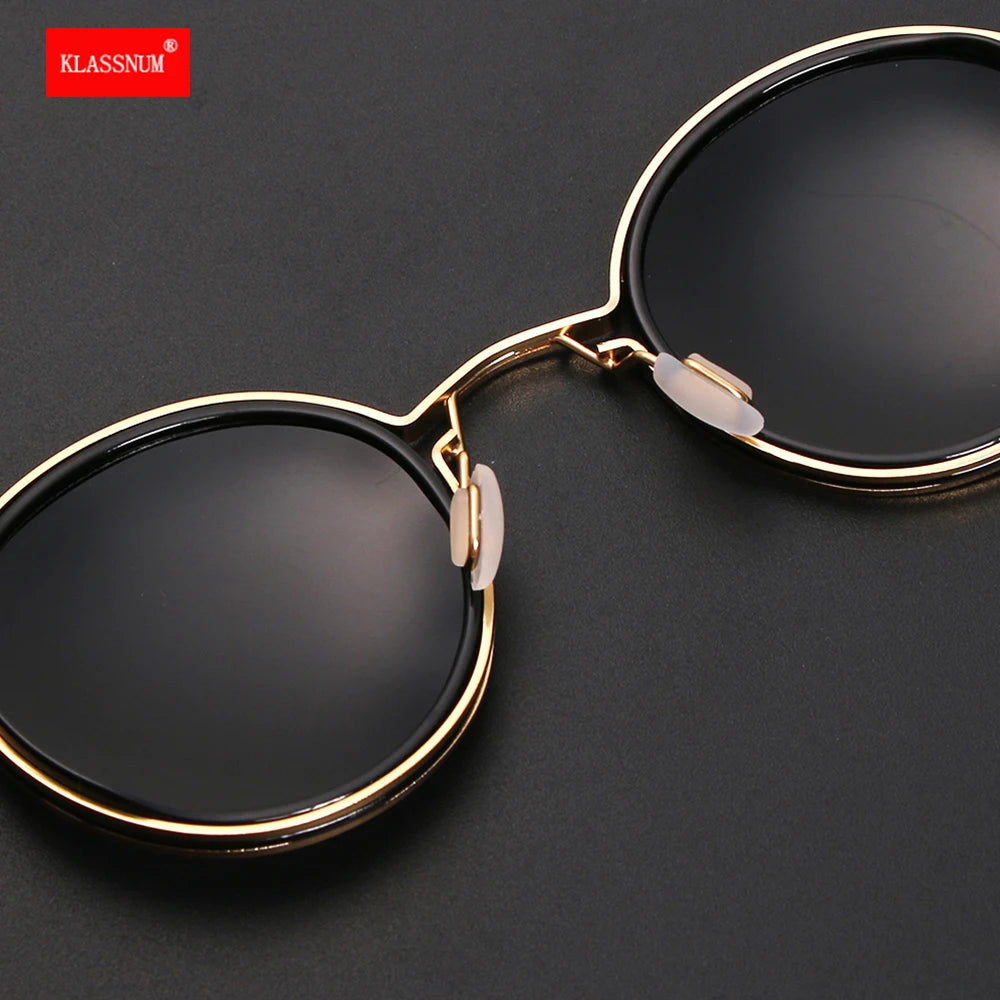 KLASSNUM Men Polarized Sunglases 2025 Luxury Design Metal Round Frame Sun Glasses Women Retro UV400 Shades Classic Eyewear New