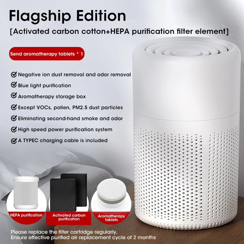 Portable Air Purifier Household Air Cleaner Mini Desktop Air Purifier With HEPA Filter Air Freshener Air Cleaner For Home Office