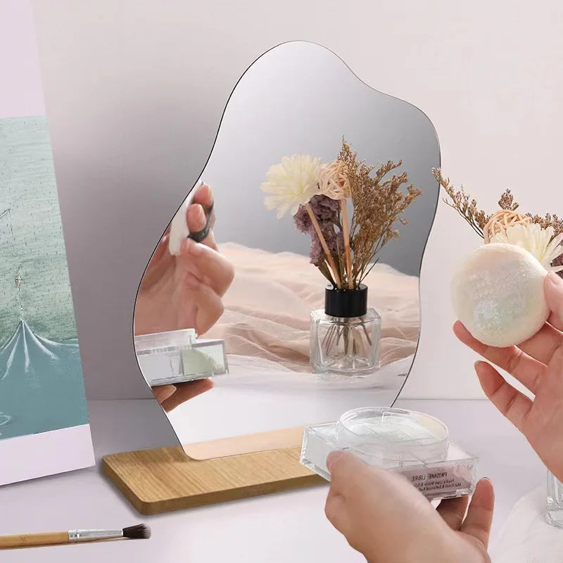 1pc Irregular Cloud Shaped Acrylic Makeup Mirror For Tabletop Of Bedroom, Bathroom,Dorm, Art Studio, Diy, Vanity Mirror, Living