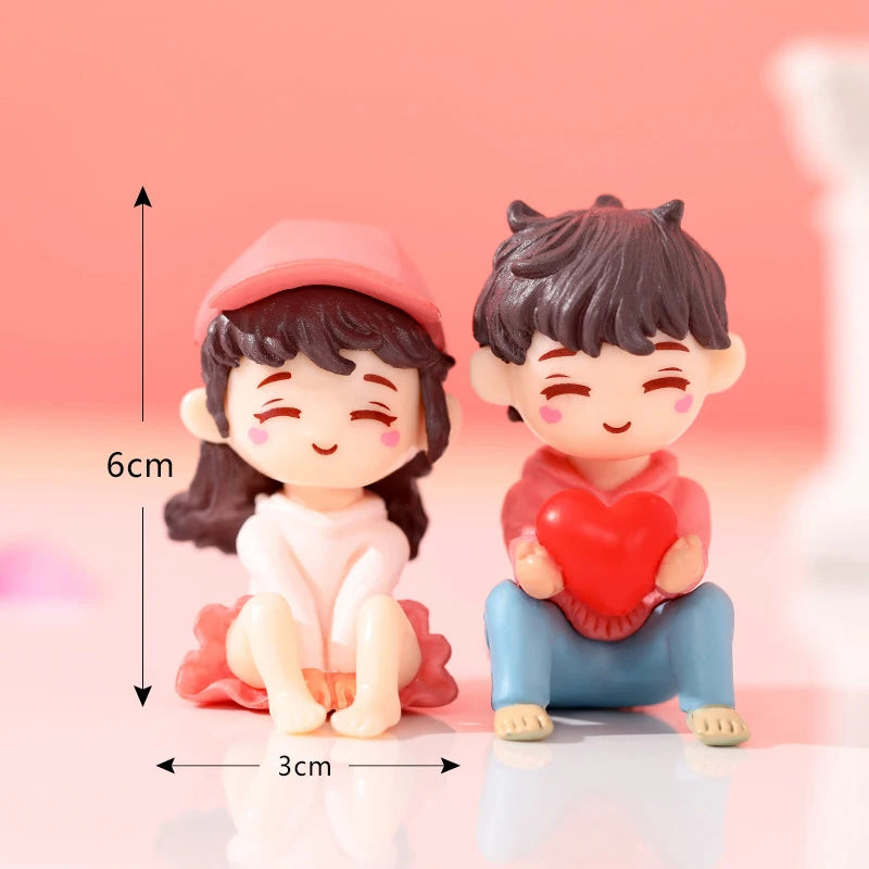 Mini Cute Figurines Couple lover Miniature Wedding Gift Miniature Landscape Ornaments Fairy Garden Bonsai DollHouse Decorations