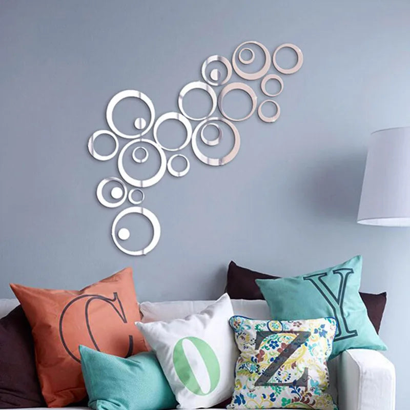 3D Wall Mirror Sticker Self-Adhesive Circular Art Mirror Home Decals DIY Background Living Room Bedroom Decoration Wall Stickers