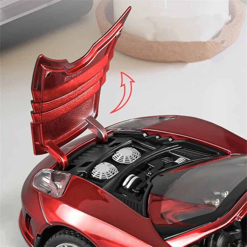 1:24 Tesla Roadster Alloy Sports Car Model Diecasts Metal Toy Racing Vehicles Car Model Simulation Sound and Light Gift