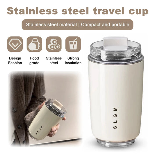 340ml Tumbler Thermos Cup Milky White Coffee Mug Car Insulated Water Bottle Travel Stainless Steel Vacuum Flasks Drinking Kettle