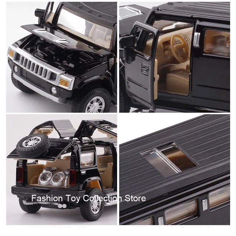 1: 32 Hummar Alloy Car Model High Simulation Diecasts Toy With Sound and Light Pull Back Vehicles Decoration Toys For Kids Gift