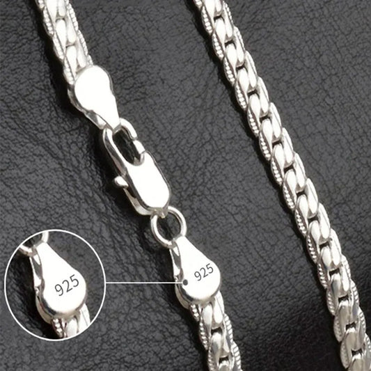 20-60cm Silver Color Luxury Brand Design Noble 6mm Necklace Chain For Woman Men Fashion Wedding Engagement Jewelry