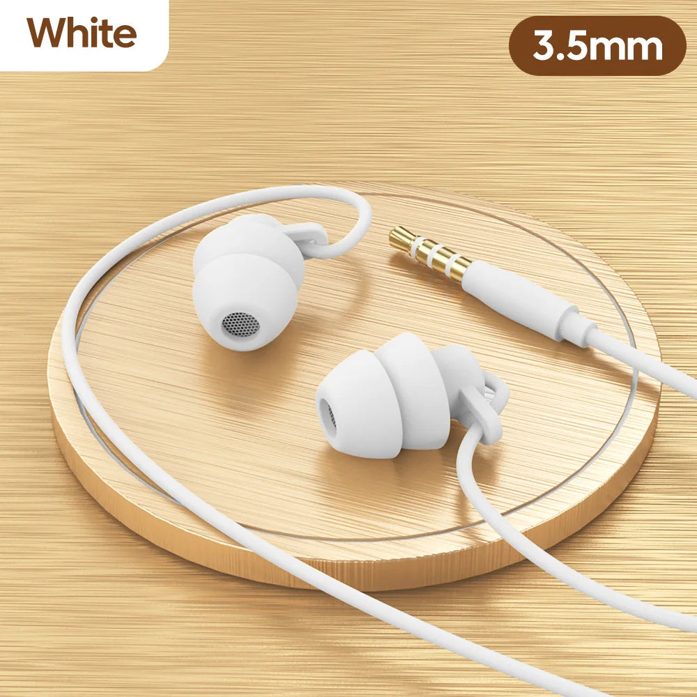 OLAF Silicone In-ear 3.5mm Jack Wired Earphones Handsfree Sleep Headphones With Cable Earbuds In-line Control Headset With Mic