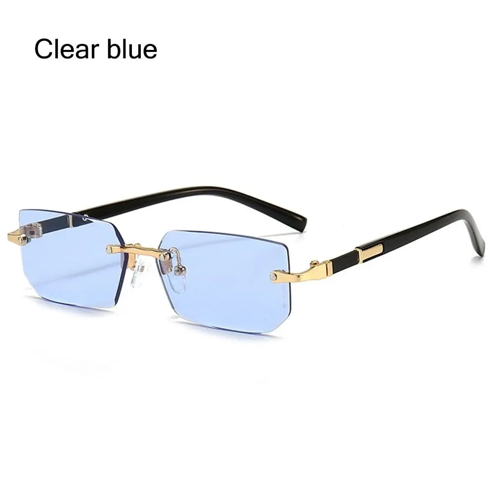 Rimless Sunglasses Rectangle Fashion Popular Women Men Shades Small Square Sun Glasses For Female male Summer Traveling Oculos