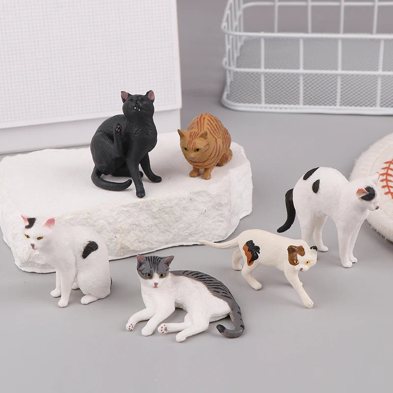 Solid Simulation Animal Model Lying Orange Cat Figurine Cute Desktop Decoration Mini Pet Cat Model Ornament